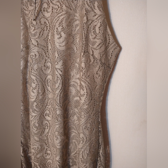 LIZ MINELLI WOMEN'S SIZE S ROARING 20'S STYLE DRESS GOLDEN BROWN LACE & FRINGE - Picture 7 of 7